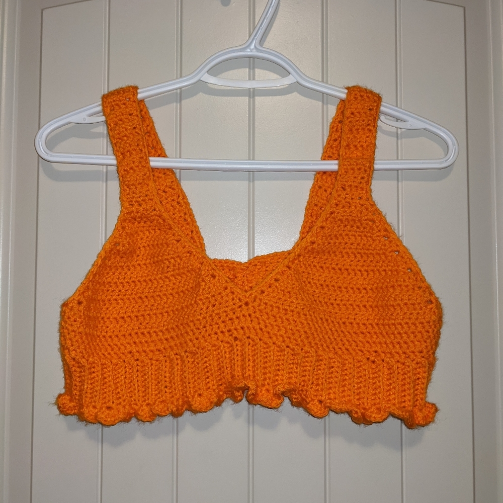 Orange crochet bralette crop top